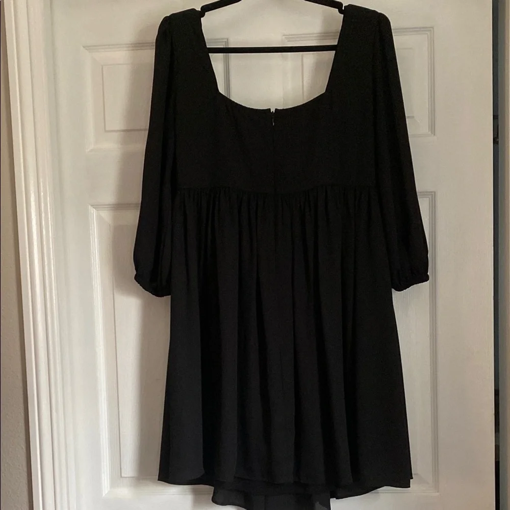 Vixen by Micheline Pitt Black Mini Dress with Puff Sleeves
